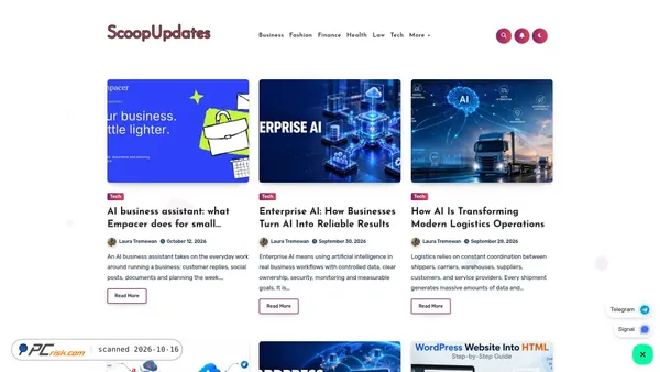 Screenshot van scoopupdates.com
