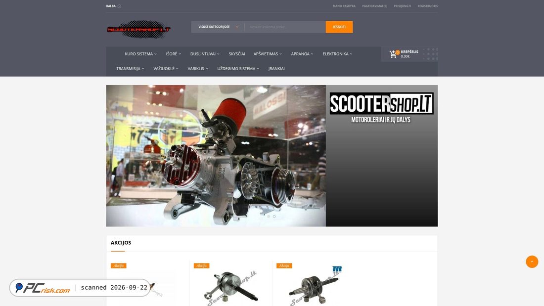 Captura de ecrã de scootershop.lt