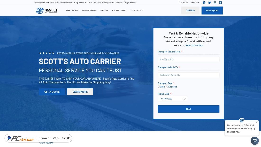 Screenshot of scottsautocarrier.com