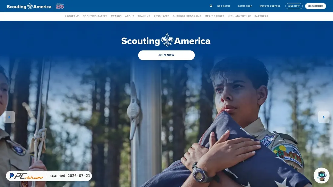 Screenshot of scouting.org