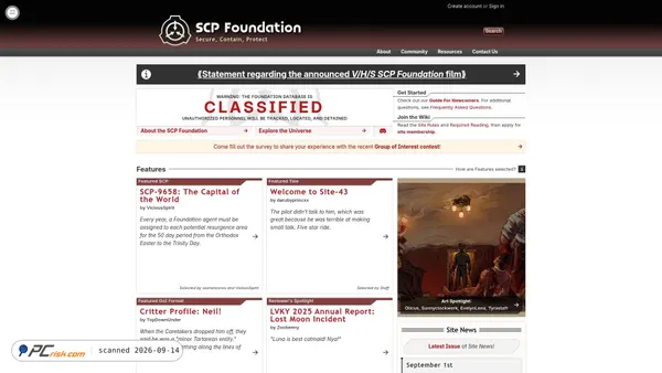 Screenshot di scp-wiki.wikidot.com