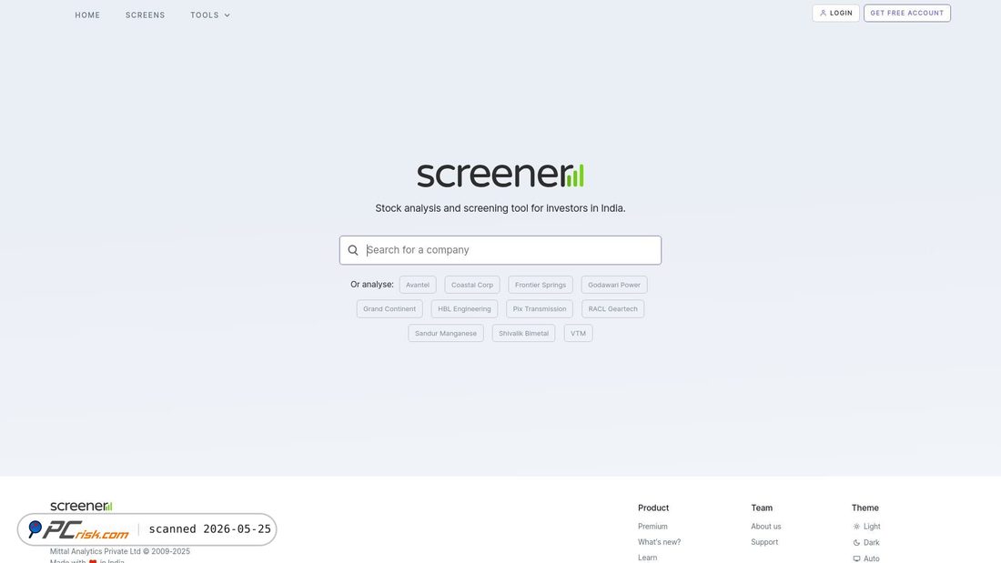Screenshot of screener.in