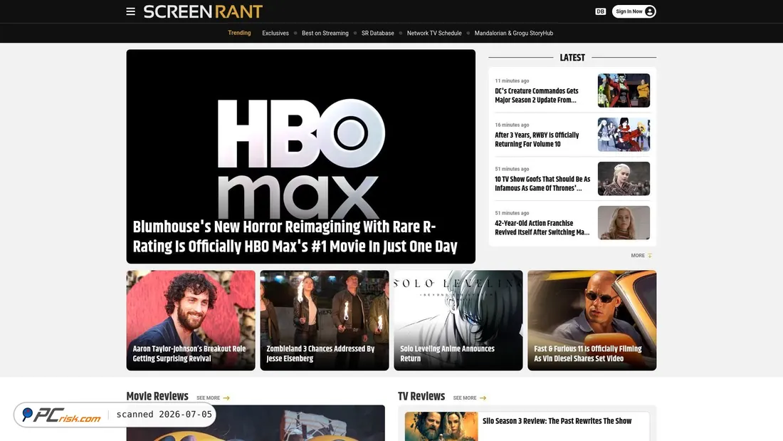 Screenshot of screenrant.com