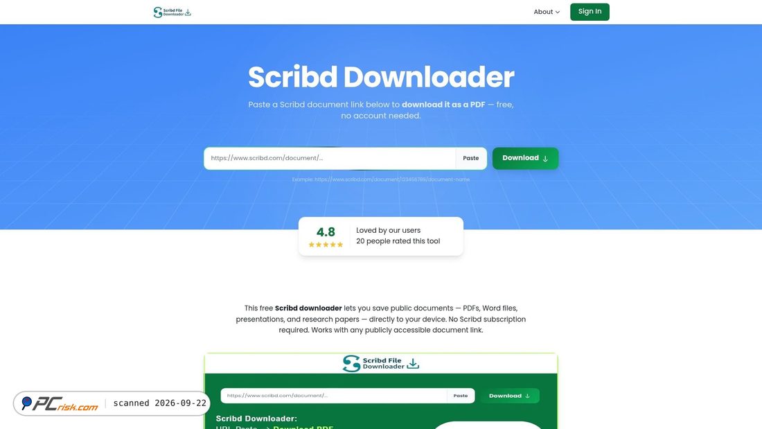 Captura de ecrã de scribdfiledownloader.com