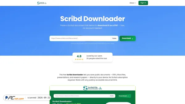 Captura de ecrã de scribdfiledownloader.com