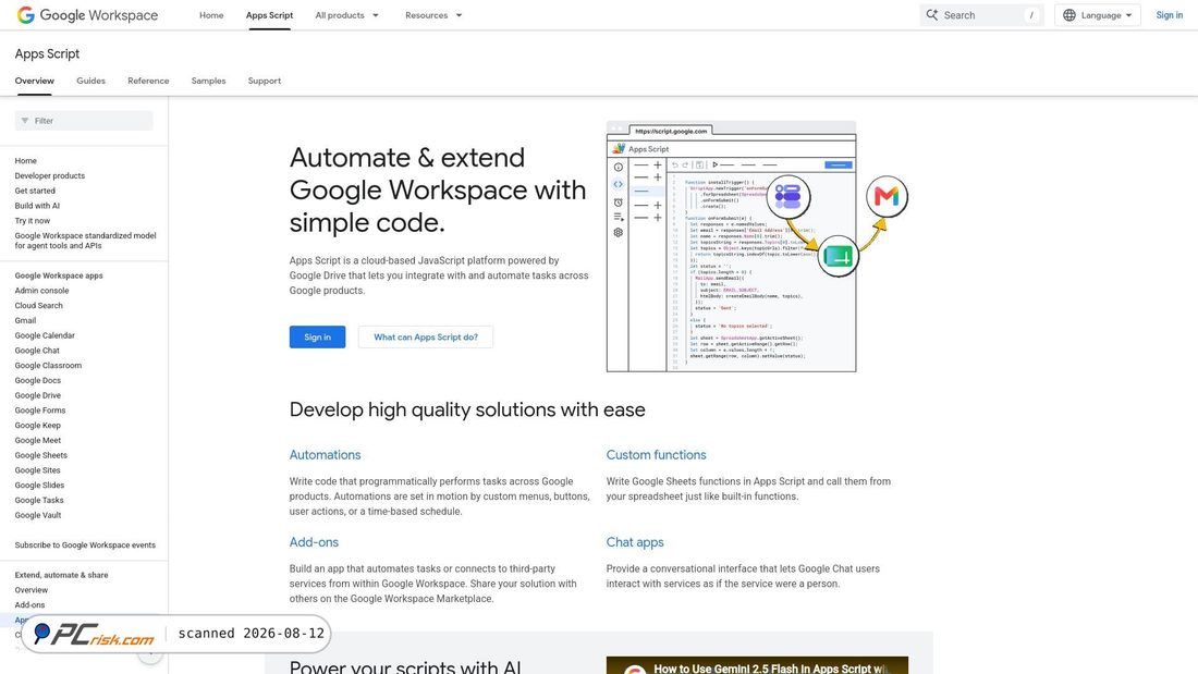 Screenshot of script.google.com