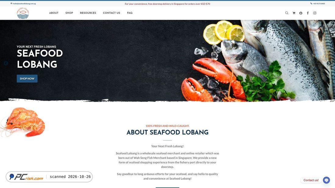 Screenshot of seafoodlobang.com.sg