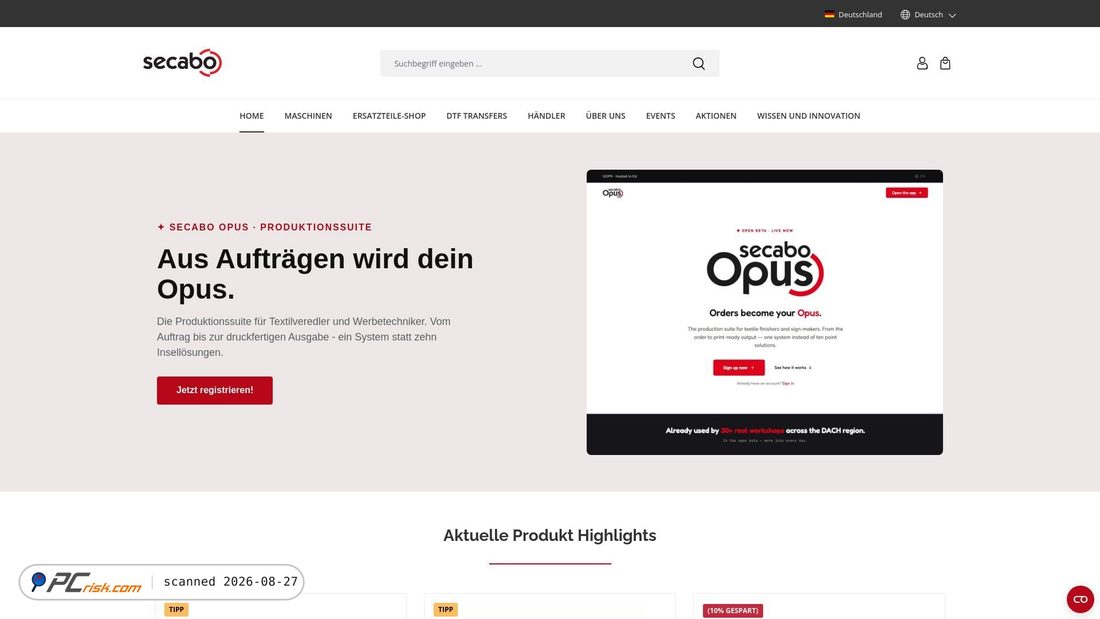 Screenshot von secabo.com