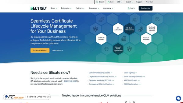 sectigo.com screenshot