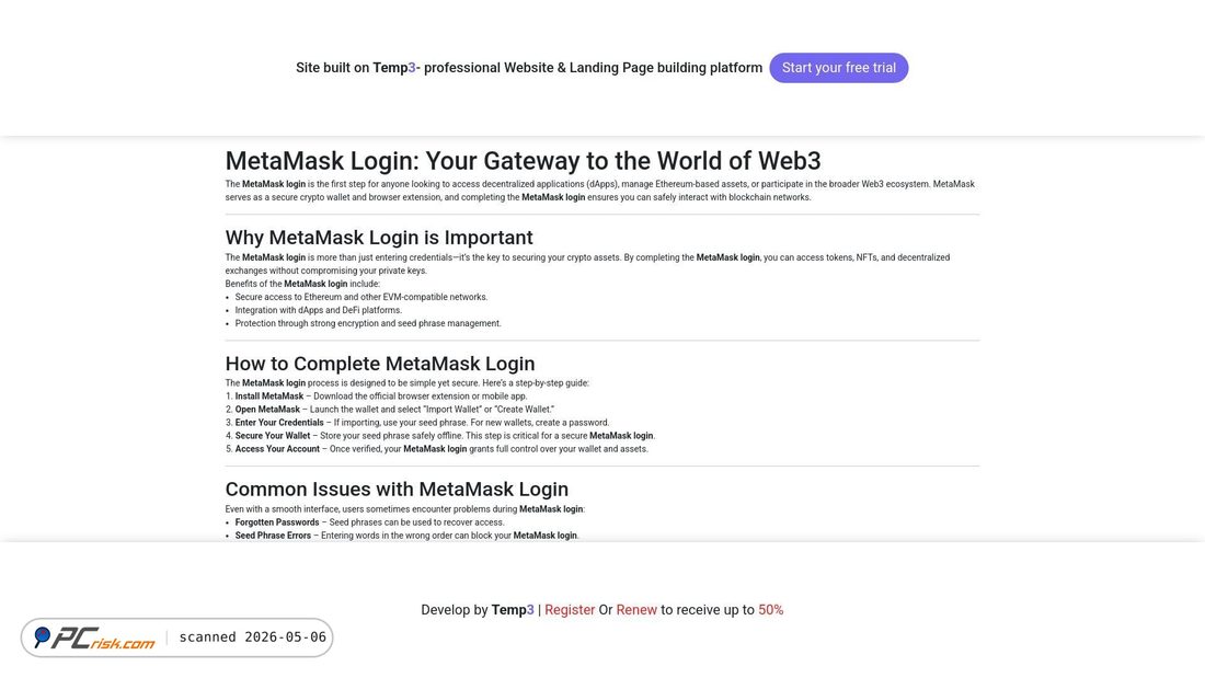 Screenshot von secure-metamask-io.tem3.io