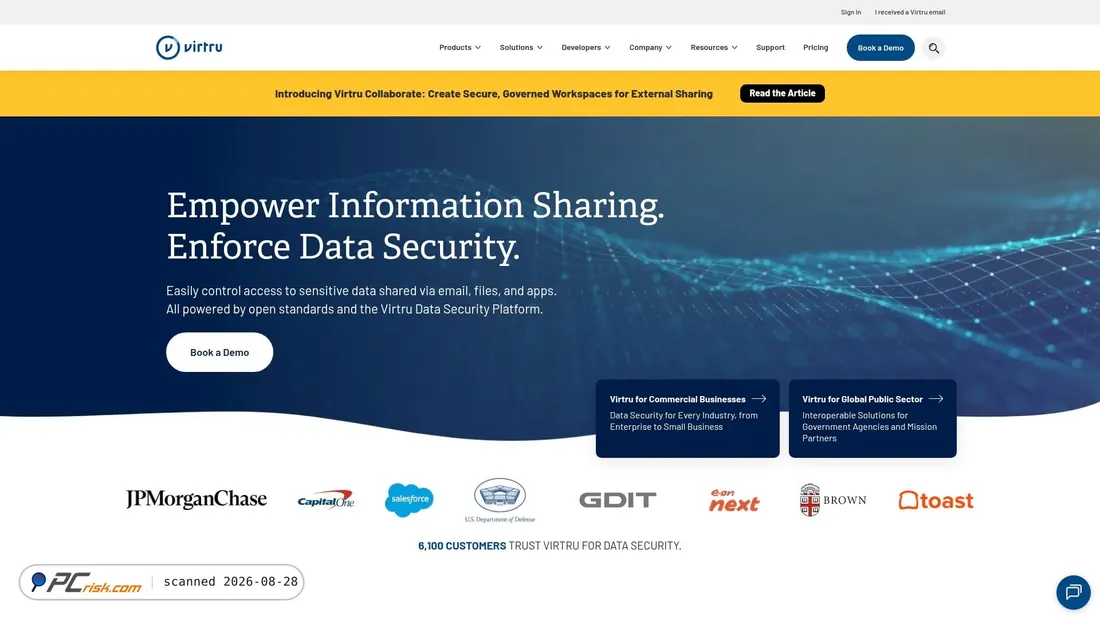 Screenshot of secure.virtru.com