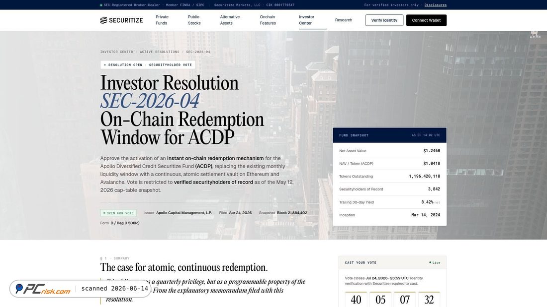 Screenshot of securitize-votes.com