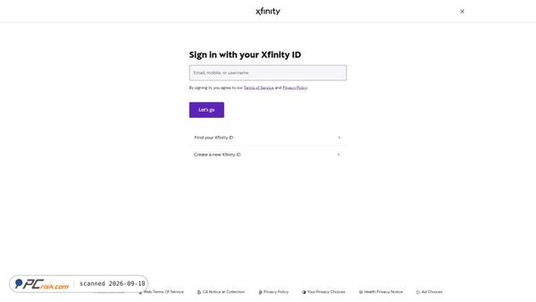 security-console.identity.xfinity.com screenshot