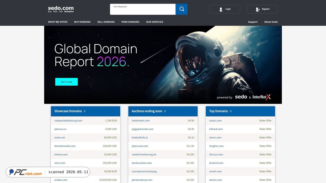 Screenshot von sedo.com