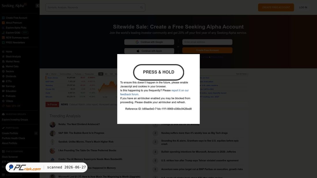 Screenshot of seekingalpha.com