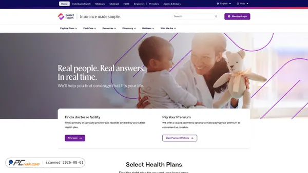 selecthealth.org screenshot