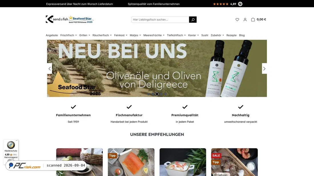 Screenshot von send-a-fish.de