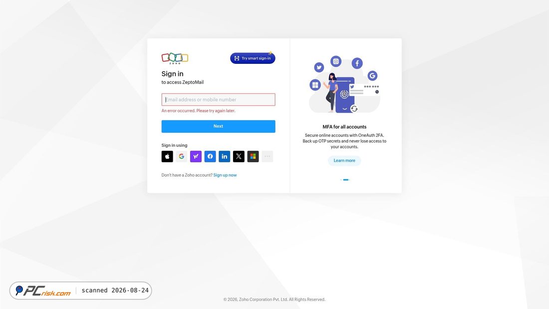Captura de ecrã de sender.zohoinsights-crm.com
