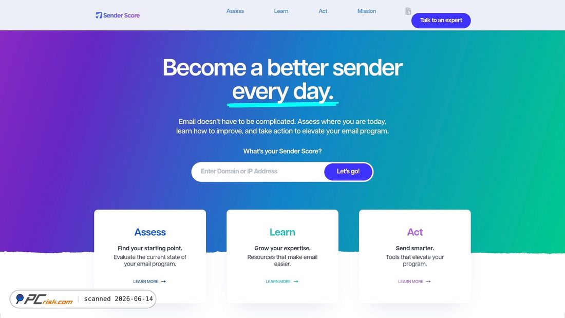 Screenshot of senderscore.com