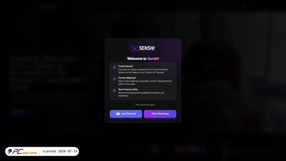 Screenshot di senshi.live