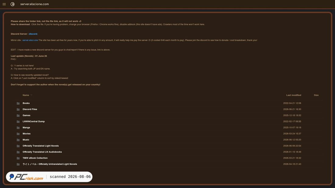 Screenshot von server.elscione.com