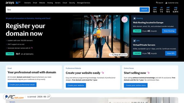 servidoresdns.net screenshot
