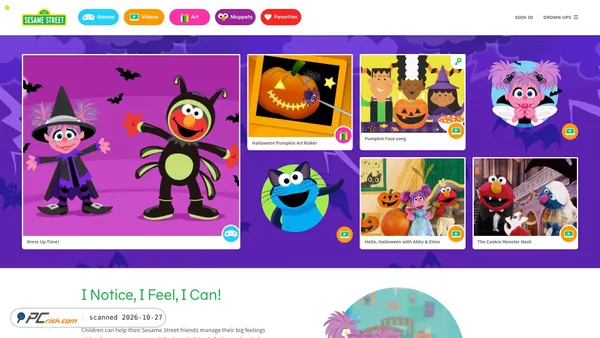 Captura de sesamestreet.org