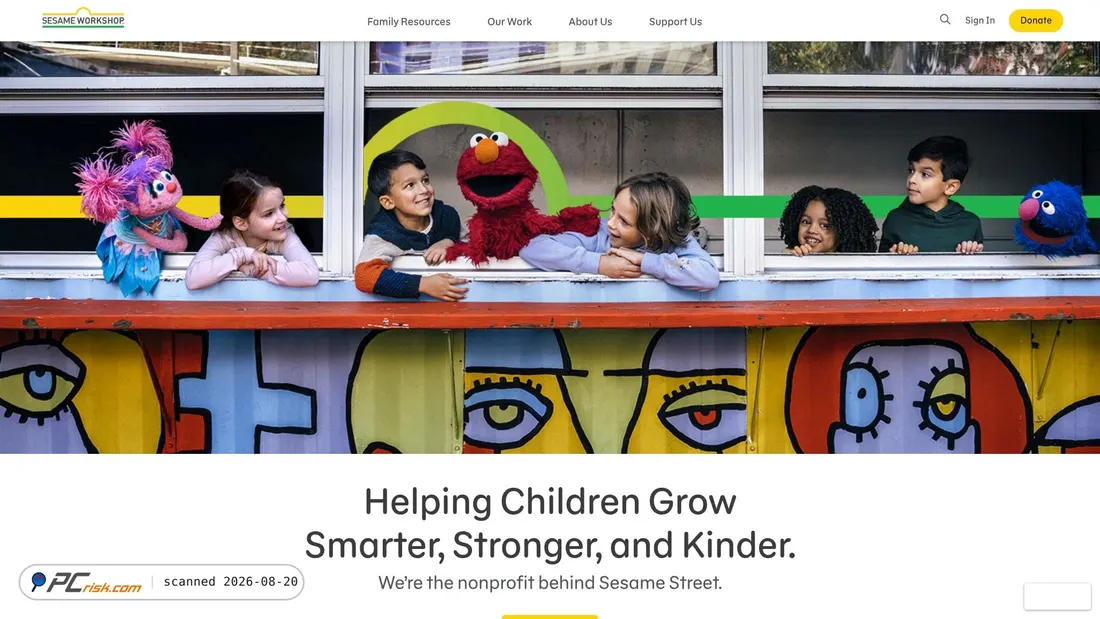 Screenshot of sesameworkshop.org
