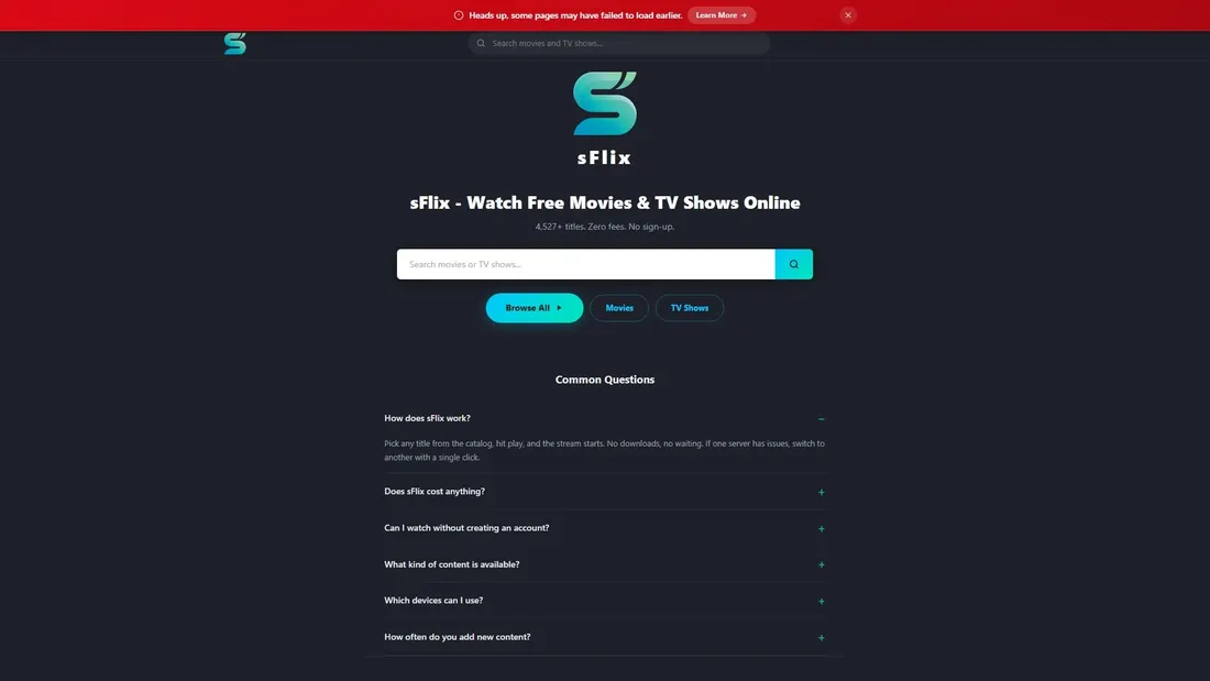 Screenshot von sflix.icu