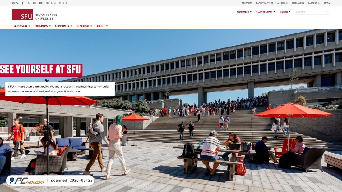 Screenshot of sfu.ca