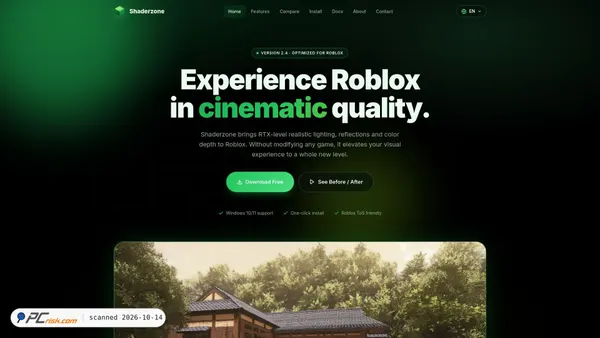 Captura de ecrã de shaderzone.org