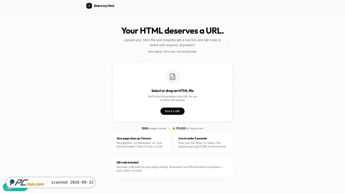 Screenshot of sharemyhtml.com