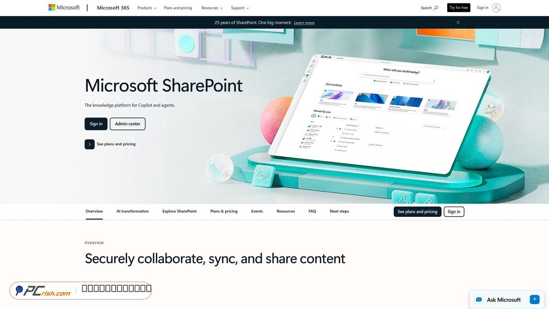 Screenshot di sharepoint.com