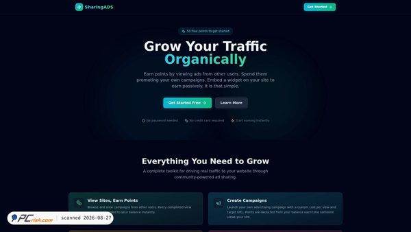 Screenshot di sharingads.net