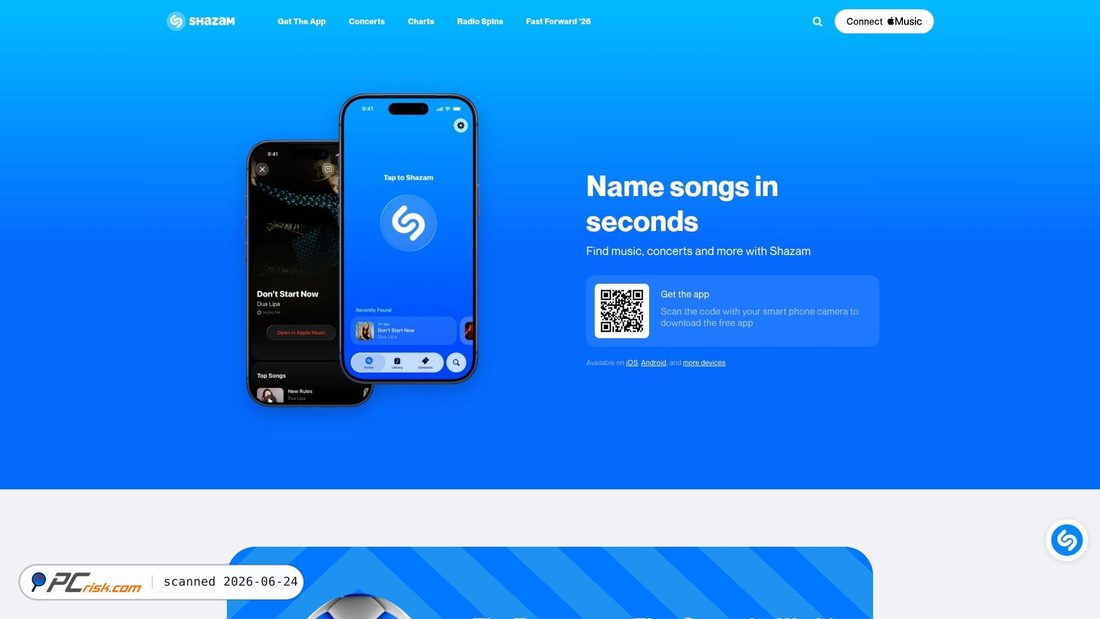 Screenshot di shazam.com
