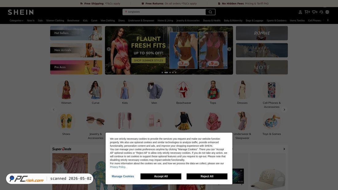 Zrzut ekranu shein.com