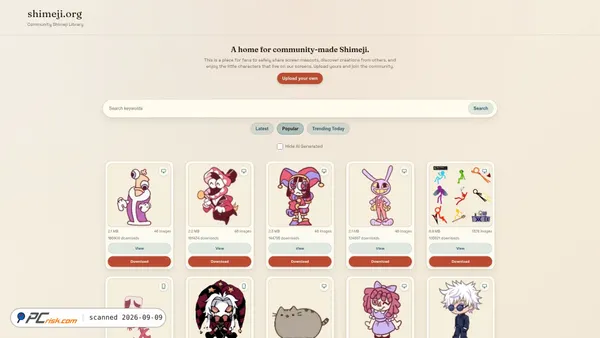shimeji.org Screenshot