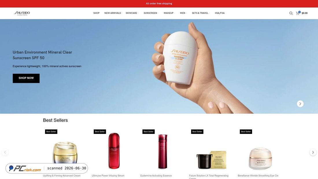 Screenshot of shiseidoshop.com