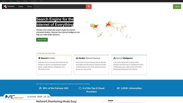 Screenshot di shodan.io