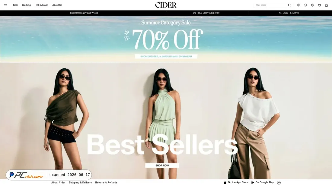 Screenshot of shopcider.com