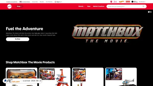 shopping.mattel.com screenshot