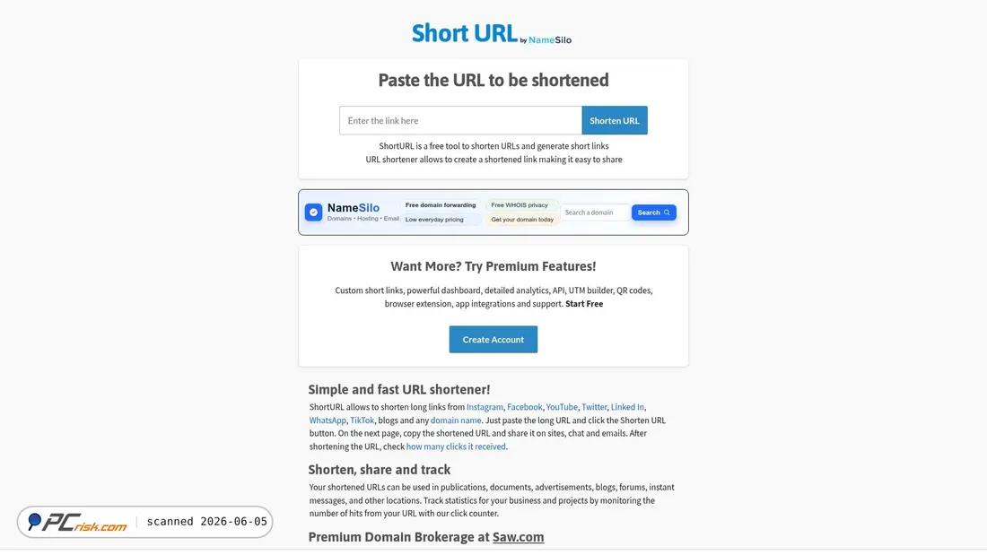 Screenshot of shorturl.at