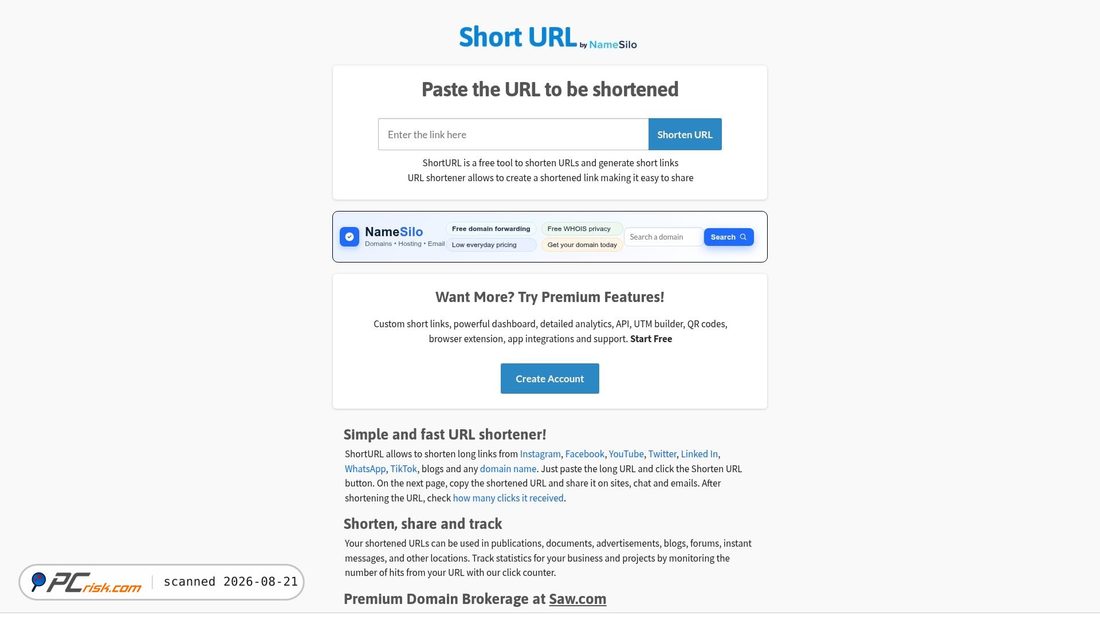 Screenshot di shorturl.at