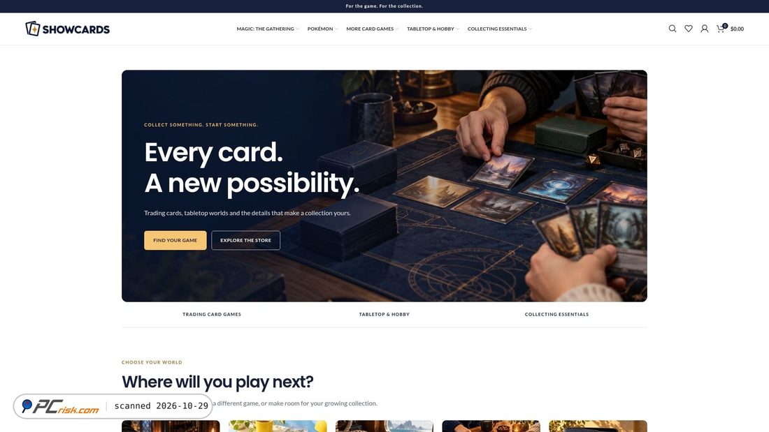 Screenshot di showcards.shop