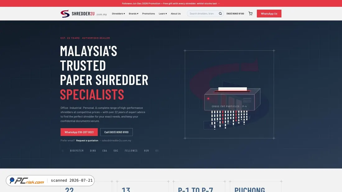 Screenshot of shredder2u.com.my