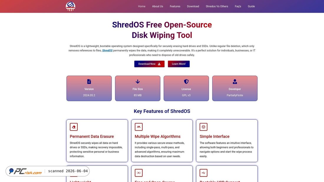 Screenshot di shredos.org