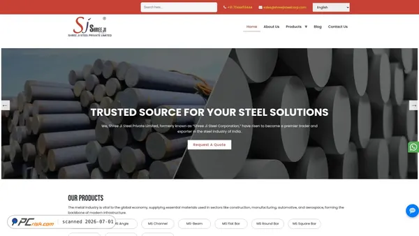 shreejisteelcorp.com screenshot