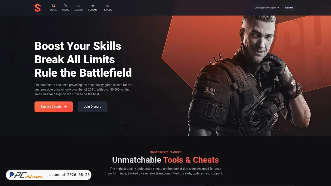 Screenshot of shxdowcheats.net