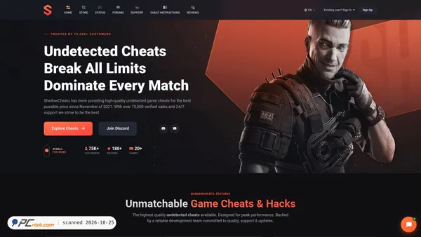 Screenshot van shxdowcheats.net