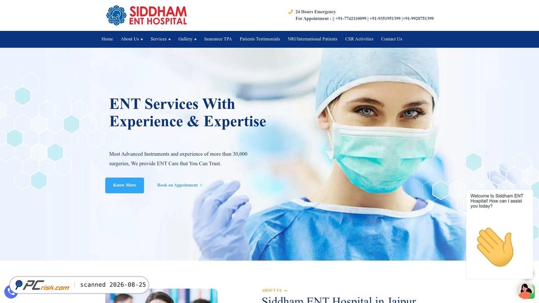 Captura de pantalla de siddhamenthospital.com